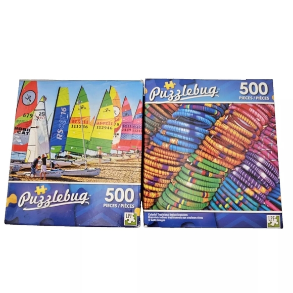 Bundle of 8 NEW Puzzlebug Artbox 500 Piece Puzzles Pizza Candy Gnomes Sailboats - Picture 7 of 8